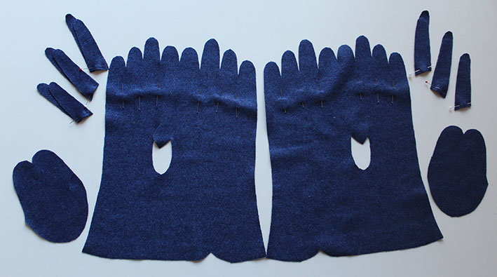 Glove making: glove pieces cut