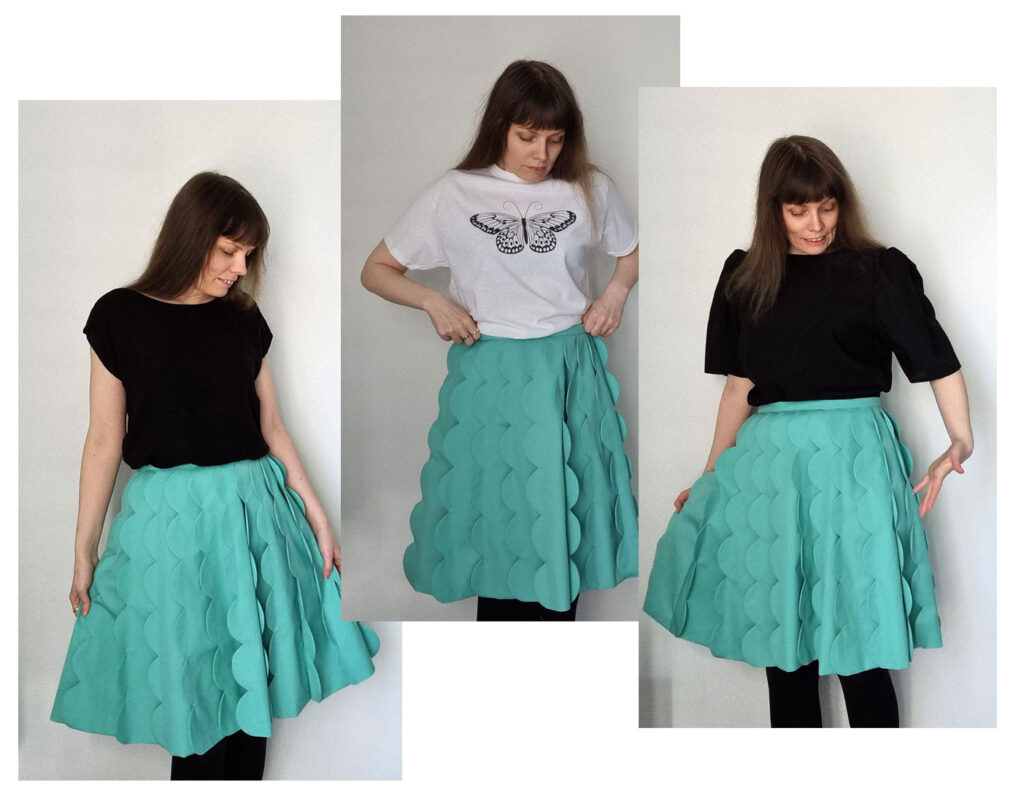 DIY skirt with scalloped pleats