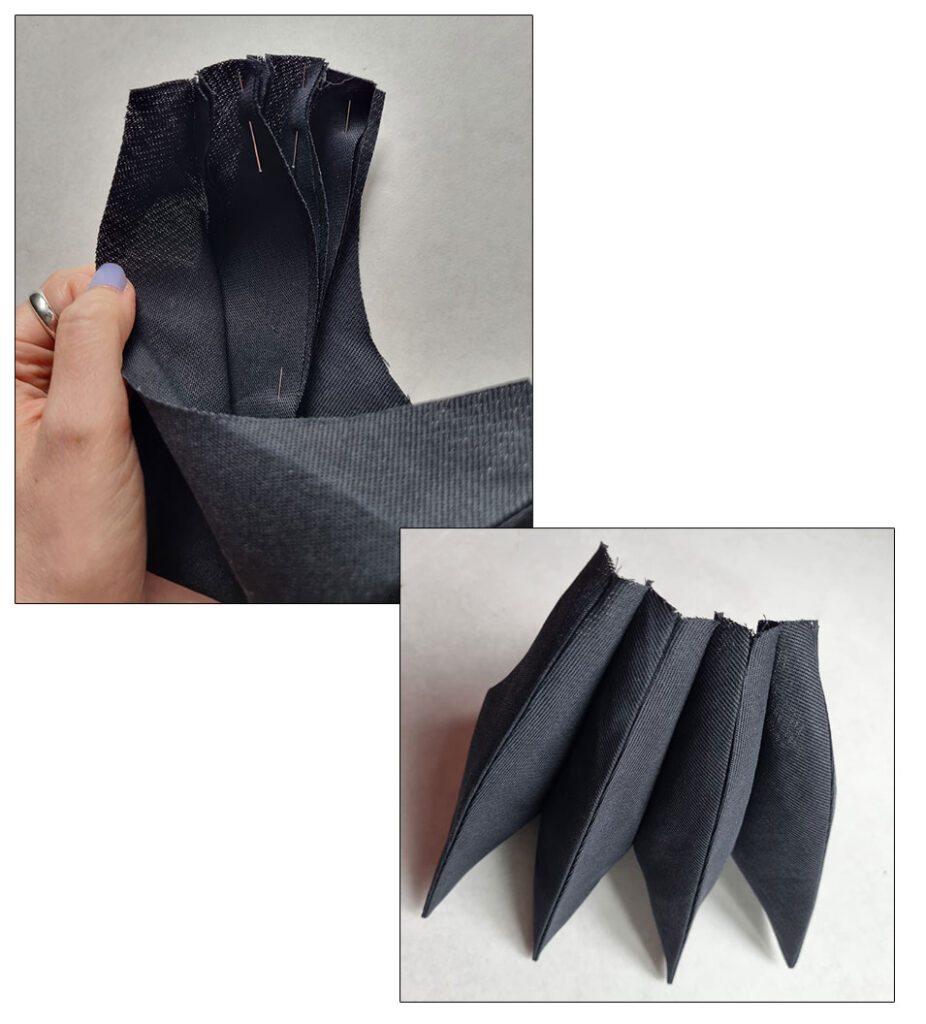 Uniting the accordion pleats.