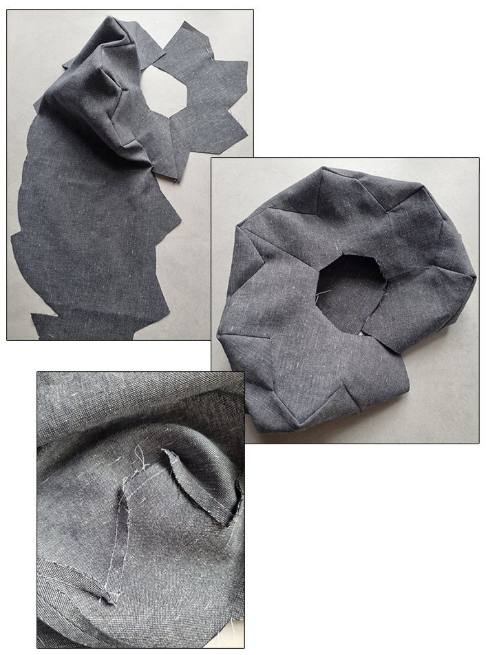 Closing and pressing the horizontal seam.