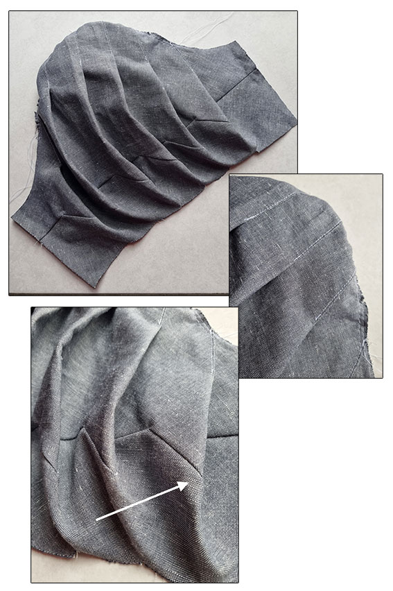 Folding and top-stitching the pleats.