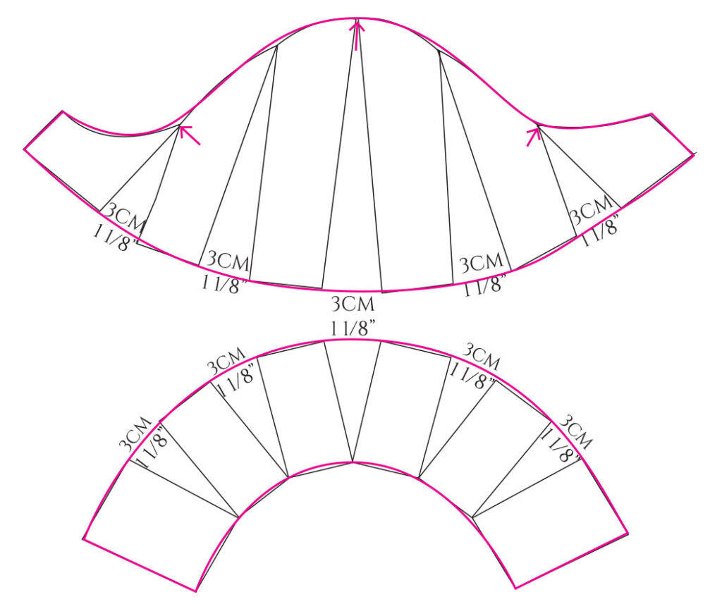 Drawing of the lantern sleeve pattern