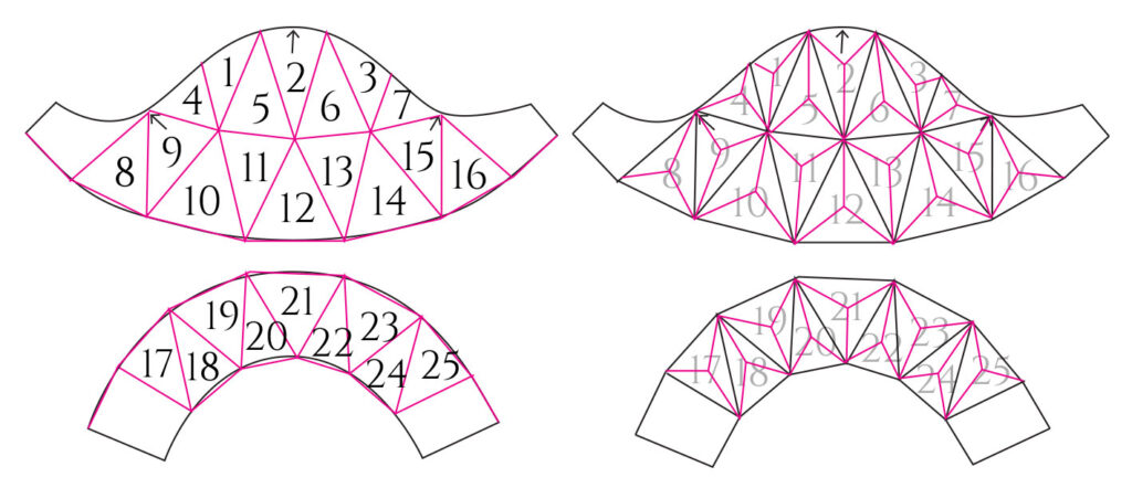 Drawing of the polyhedron sleeve pattern.