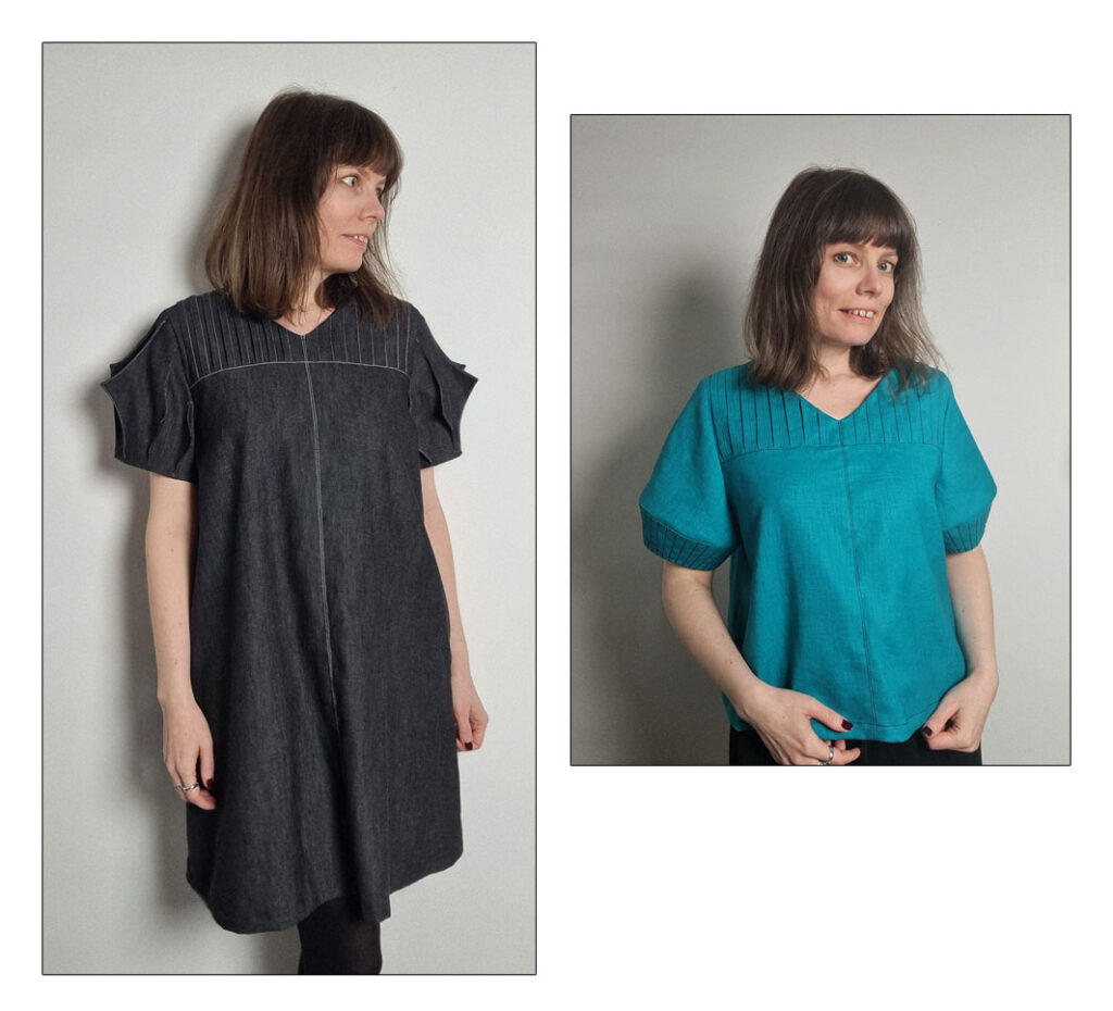 Me wearing the TAUKO Echo dress and Callisto blouse.