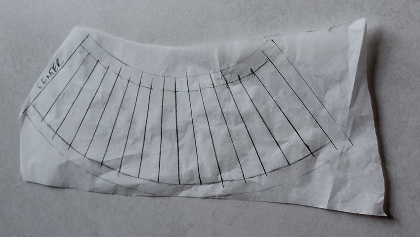 The topstitching template for a lantern sleeve.