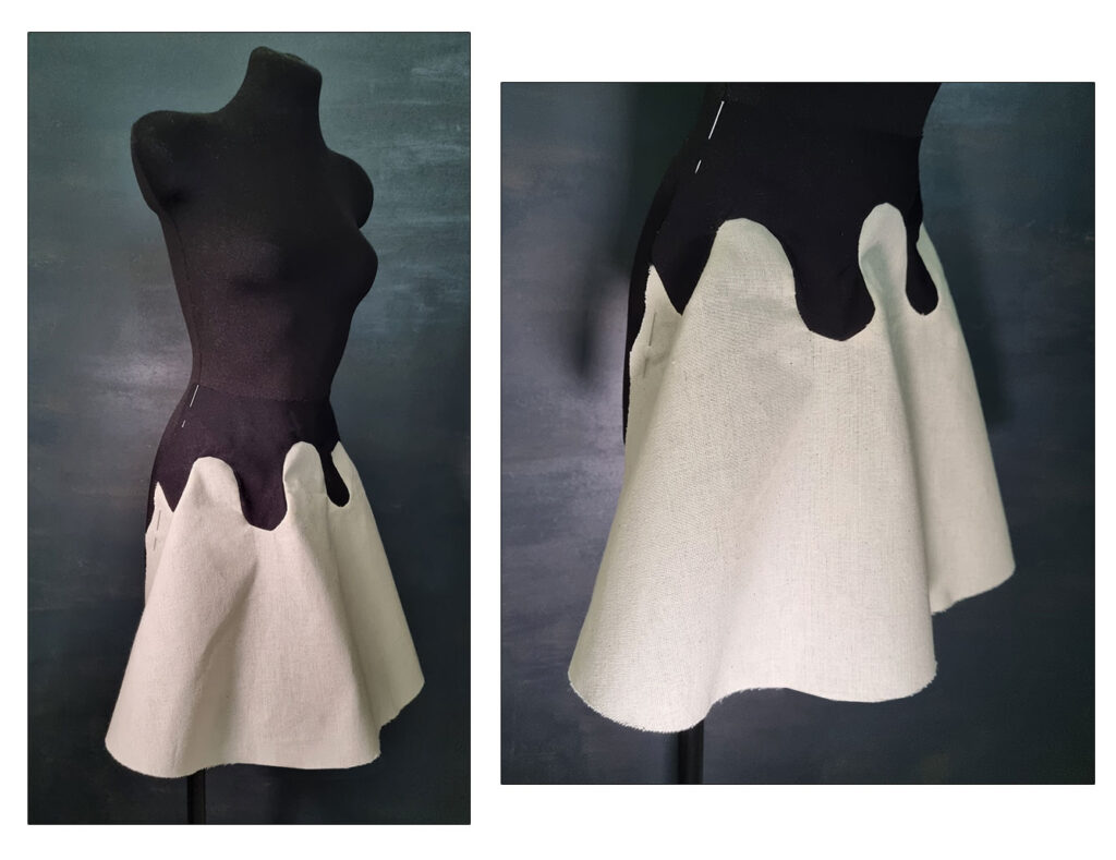 The finished Kakurenbo skirt on mannequin.
