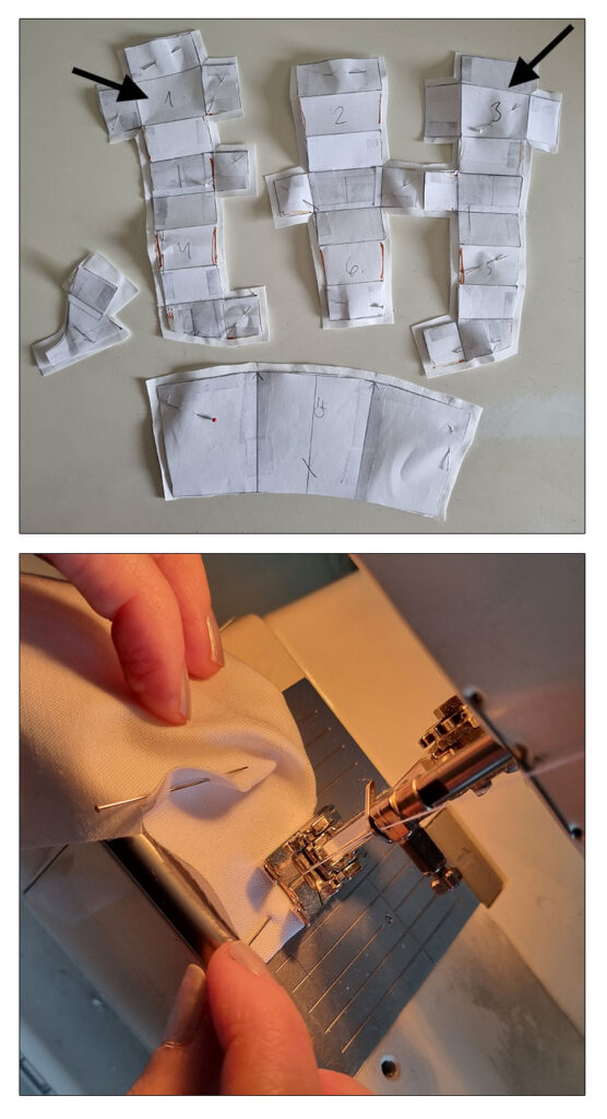 The dekoboko top pieces cut. Closing the first seams.