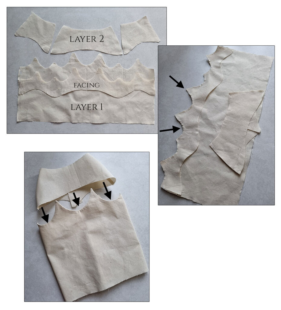 Pictures showing how to sew the deppari skirt.