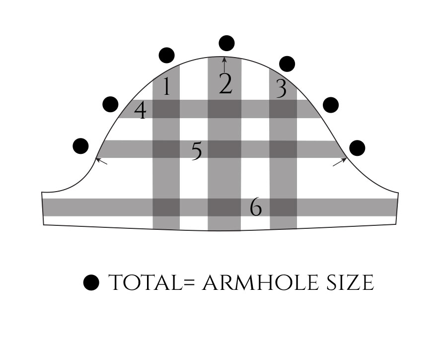 Drawing the basket weave motif onto the balloon sleeve pattern, taking into account the armhole size.