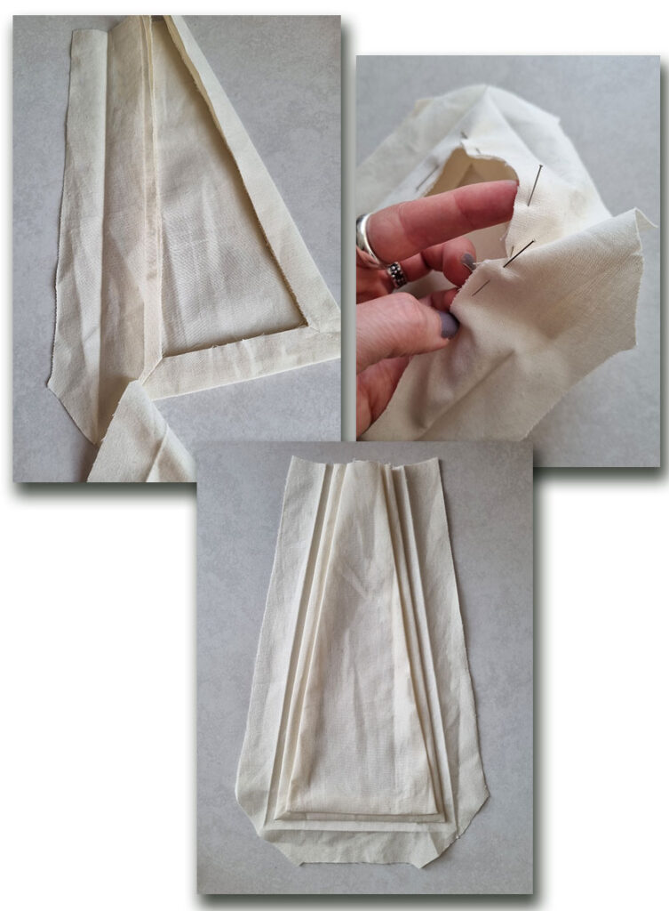 Attaching layer 3 with the corners still open.
