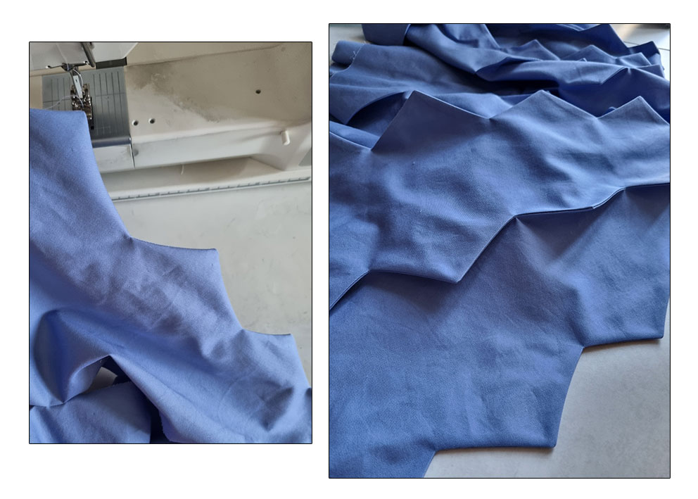 Turning the right sides out and the tucks after pressing.