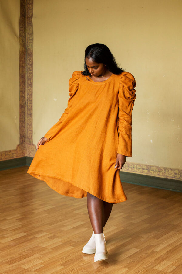Model wearing the Jasmiina dress. Photo by Laura Oja.