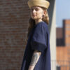 Model wearing the Callisto dress made in denim. Photo by Laura Oja.