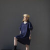Model wearing the Callisto dress made in denim. Photo by Laura Oja.
