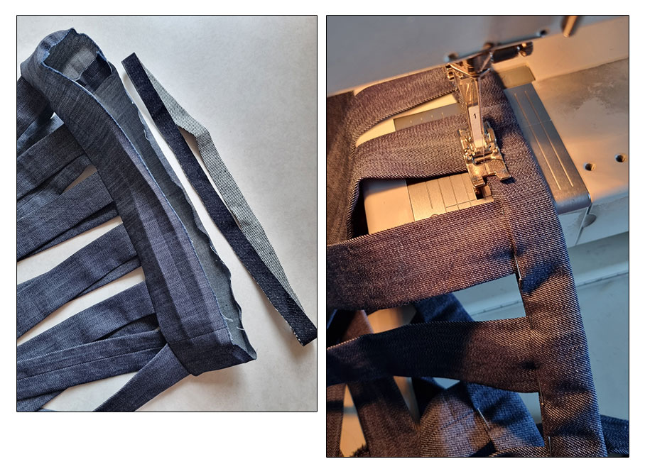 Sewing the hem.