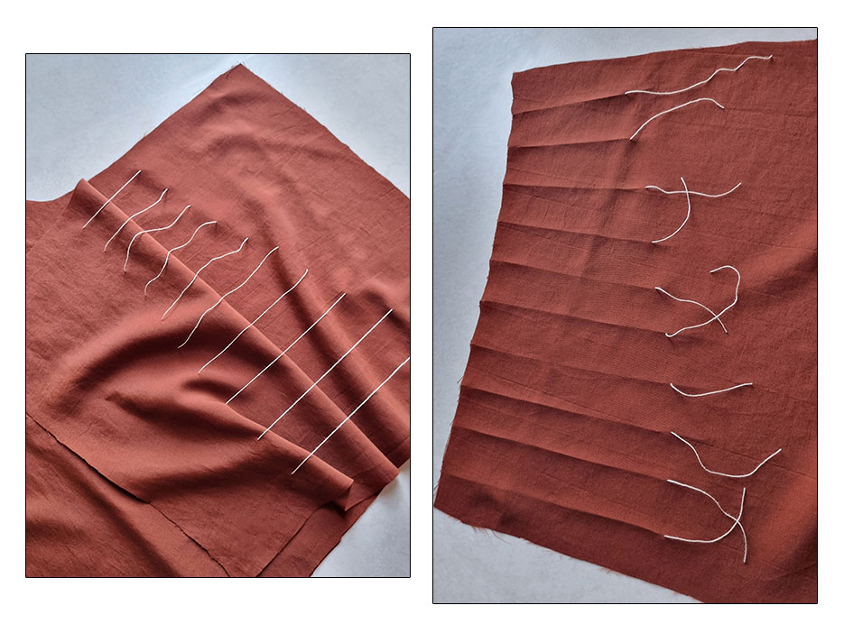 Marking the tucks.