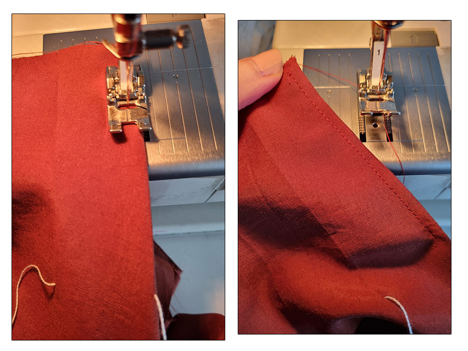 Sewing a tuck.