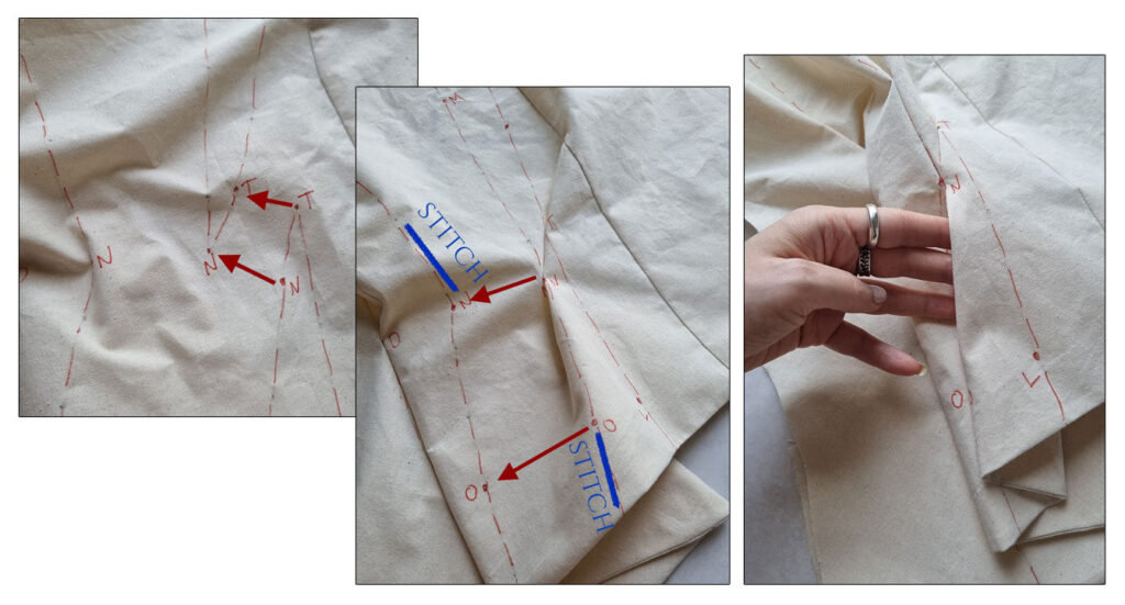 Uniting the points N, T and O to create a fold.
