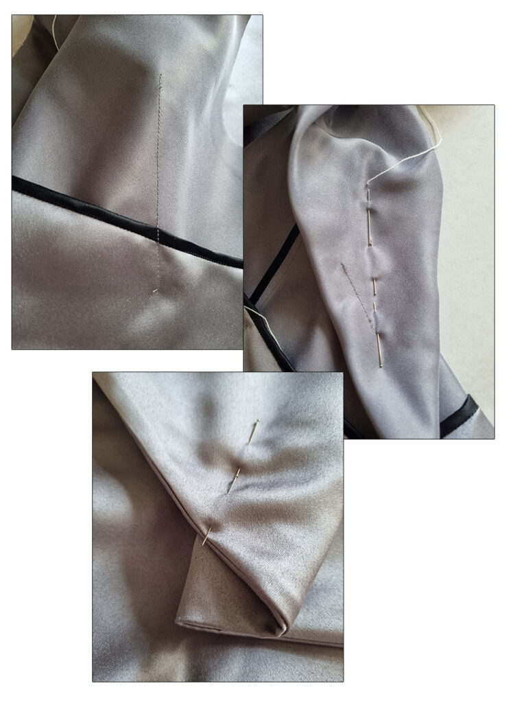 Pictures showing the various origami fold stitches.